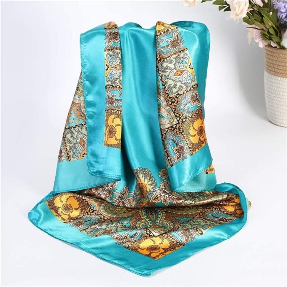 4 Pack 35” Satin Large Square Head Scarves Silk Like Scarf Hair Sleeping Wraps L - Picture 4 of 6
